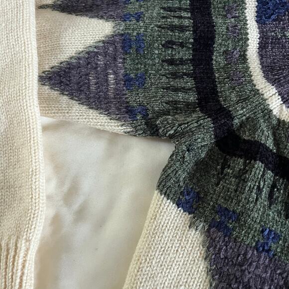 Vtg Cream Retro Nordic Print Wool Eclectic Grandpa Pullover Sweater Men's L - Picture 6 of 10